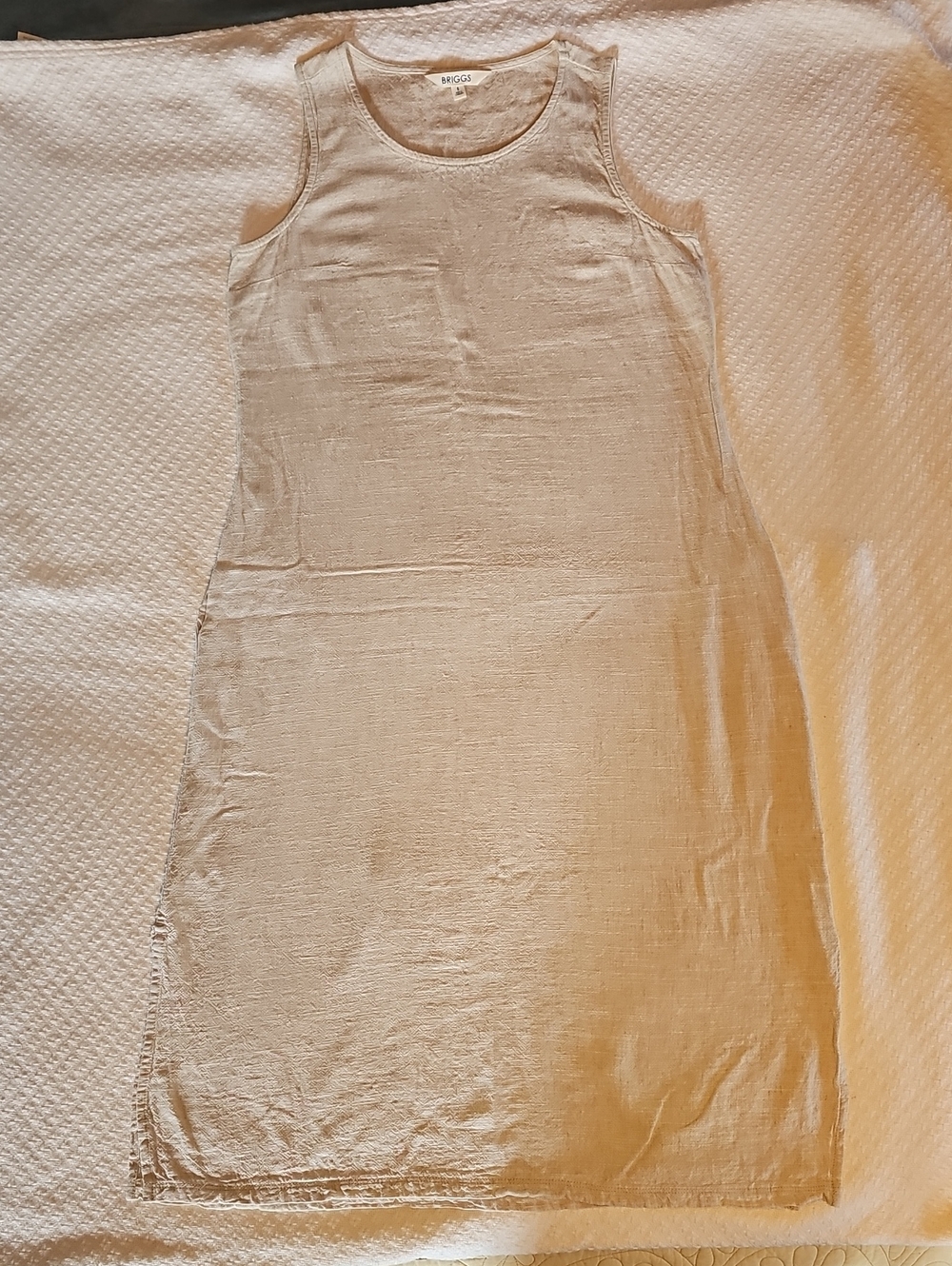 Light Beige Sleeveless Linen Midi Dress